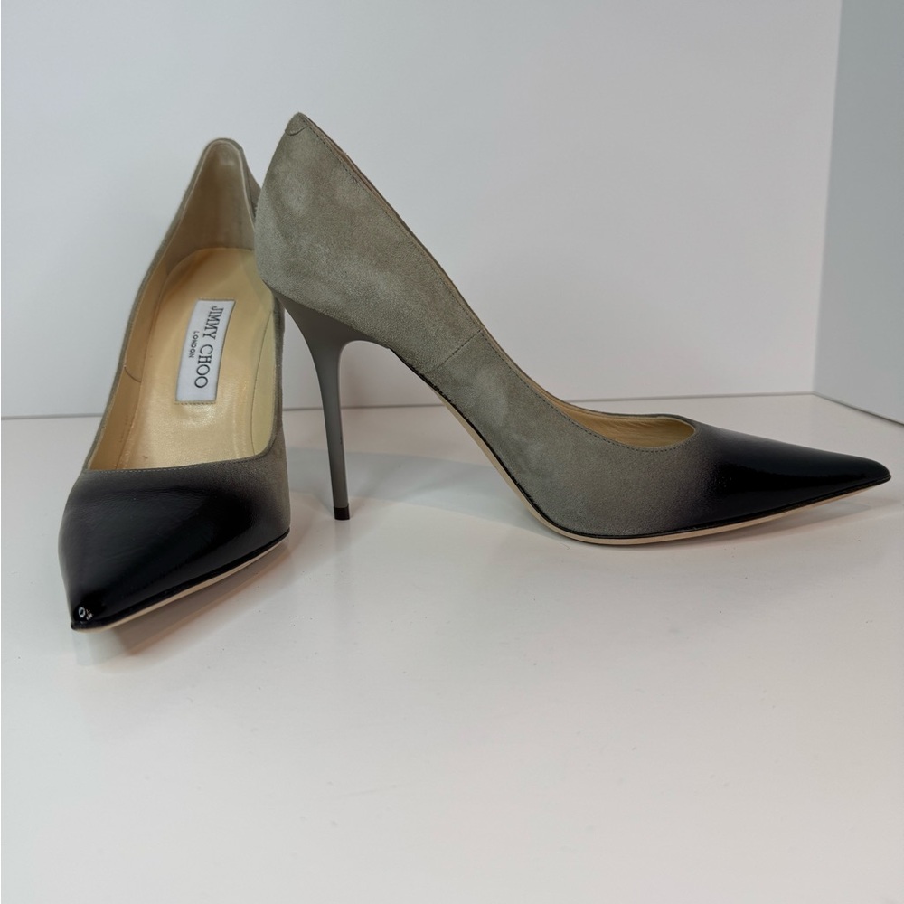 New! Never Worn! Jimmy Choo Grey Suede & Black Patent Ombre Pumps!
